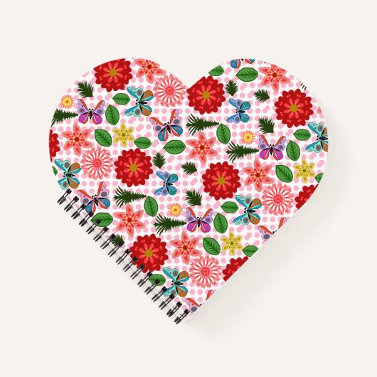 Carnet Papillon floral de jardin printanier moderne  (Devant)