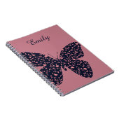 Carnet Papillon floral rose et violet Personnalisé (Côté Droit)