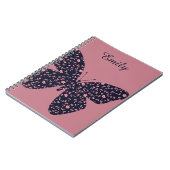 Carnet Papillon floral rose et violet Personnalisé (Côté gauche)