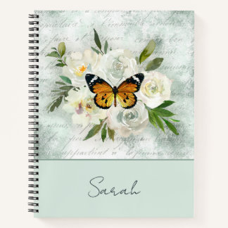 Carnet Papillon floral Vintage personnalisé