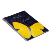 Carnet Papillon jaune élégant Damassé noir Ajouter un nom (Côté Droit)