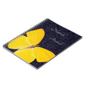 Carnet Papillon jaune élégant Damassé noir Ajouter un nom (Côté gauche)