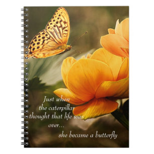 Carnet Papillon Jaune sur Fleurs Citation Inspirante
