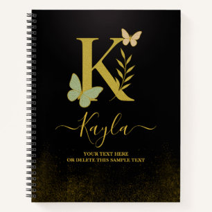 Carnet Papillon K lettre or