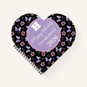 Carnet Papillon Lavande & Motif Floral Rose Sans Couture