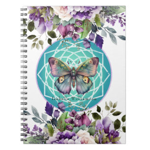 Carnet Papillon Mandala Violet Floral Ésotérique Psychiqu