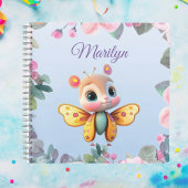 Carnet Papillon mignon unique avec fleurs roses