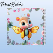 Carnet Papillon mignon unique avec fleurs roses