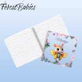Carnet Papillon mignon unique avec fleurs roses