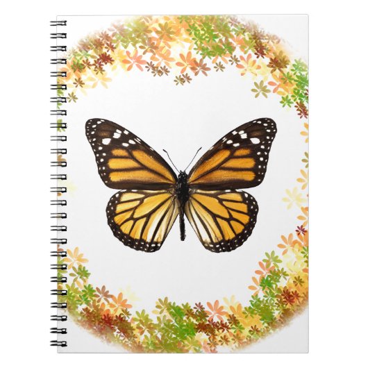 Carnet Papillon monarque en cadre feuille (Devant)