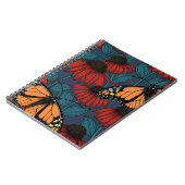 Carnet Papillon monarque sur des fleurs rouges (Côté gauche)