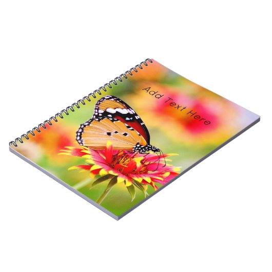 Carnet Papillon monarque sur Fleur rouge et jaune (Côté gauche)