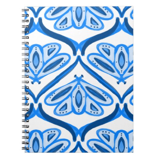 Carnet Papillon Moth Blue Aquarelle Semble Blanc Joli (Devant)