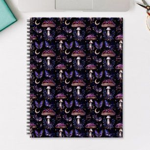 Carnet Papillon, motif céleste floral et champignon