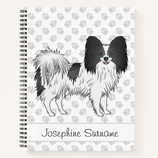 Carnet Papillon Noir Et Blanc Chien Mignon Avec Texte Per (Devant)