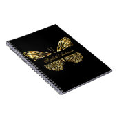 Carnet Papillon noir or élégant nom (Côté Droit)