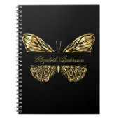 Carnet Papillon noir or élégant nom (Devant)