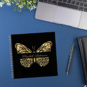 Carnet Papillon noir or élégant nom