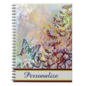 Carnet Papillon personnalisé, libellule et fleurs (Devant)
