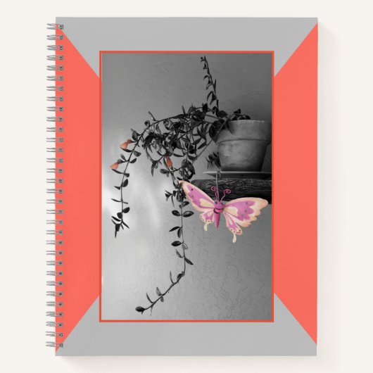 Carnet Papillon photo monochrome Peach Peach Pink (Devant)