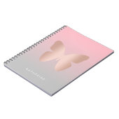 Carnet Papillon rose à la mode moderne élégant d'or (Côté gauche)