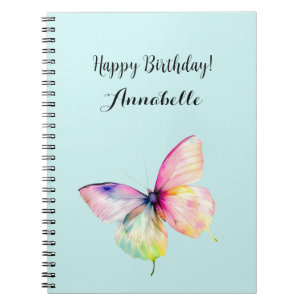 Carnet Papillon rose délicat dans les couleurs pastel arc