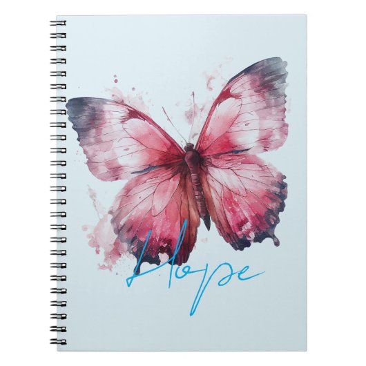Carnet Papillon rose Hope inspirationnel (Devant)