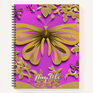 Carnet Papillon rose-rose-rose-rose-rouge Nom personnalis