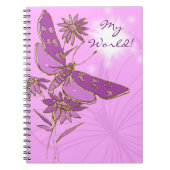 Carnet papillon rose violet (Devant)