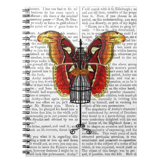 Carnet Papillon rouge et jaune de mannequin (Devant)