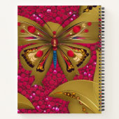 Carnet Papillon rouge et or brillant Nom personnalisé (Dos)