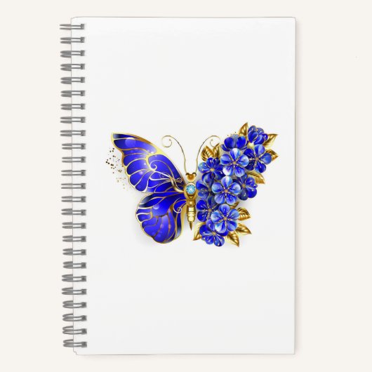 Carnet Papillon saphir à fleurs (Recto)