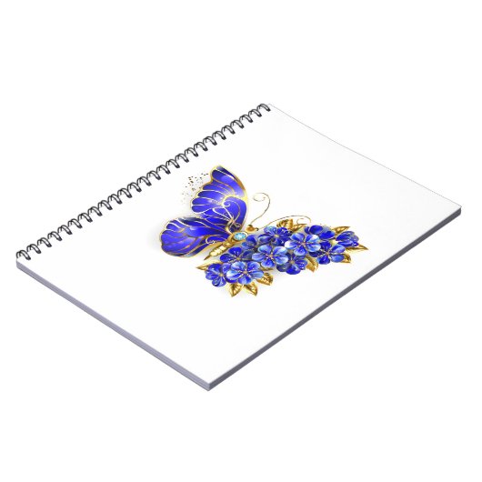 Carnet Papillon saphir à fleurs (Côté gauche)