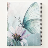 Carnet Papillon sarcelle menthe Fleur pastel doux (Dos)