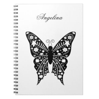 Carnet Papillon Simple Nom Noir et Blanc