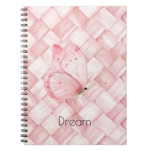 Carnet Papillon Tissage Panier Rose (Devant)