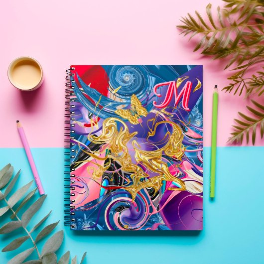 Carnet Papillon Tourbillon Monogramme Liquide Abstrait Or