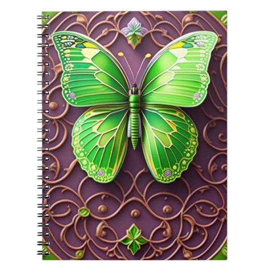 Carnet Papillon vert en optique 3D (Devant)