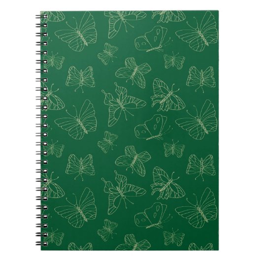 Carnet Papillon vert foncé imprimé, inspiré par la nature (Devant)