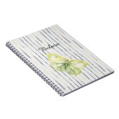 Carnet Papillon Vert Menthe Croire Bleu Rayures Blanches (Côté Droit)