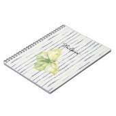 Carnet Papillon Vert Menthe Croire Bleu Rayures Blanches (Côté gauche)