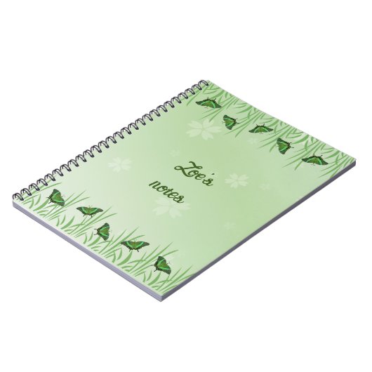 Carnet Papillon vert sur vert clair - personnalisable (Côté gauche)