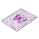 Carnet papillon violet avec Roses (Côté gauche)