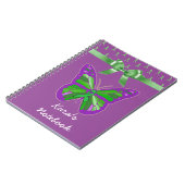 Carnet Papillon violet avec ruban vert Lyme (Côté gauche)