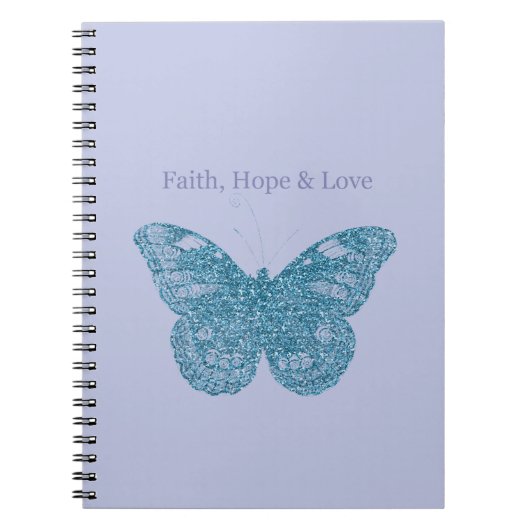 Carnet Papillon Violet Foi, Espoir, Amour (Devant)