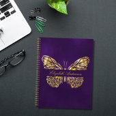 Carnet Papillon violet or élégant nom