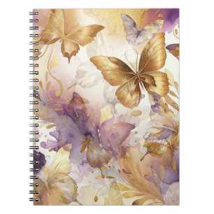 Carnet Papillons aquarelle papillon violet et or