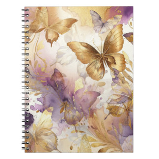 Carnet Papillons aquarelle papillon violet et or