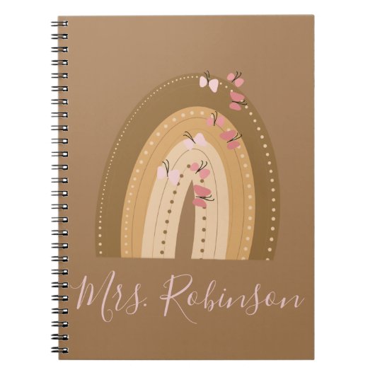 Carnet Papillons arc-en-ciel Script Enseignants Nom Carne (Devant)