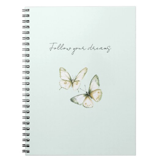 Carnet Papillons blancs verts menthe (Devant)